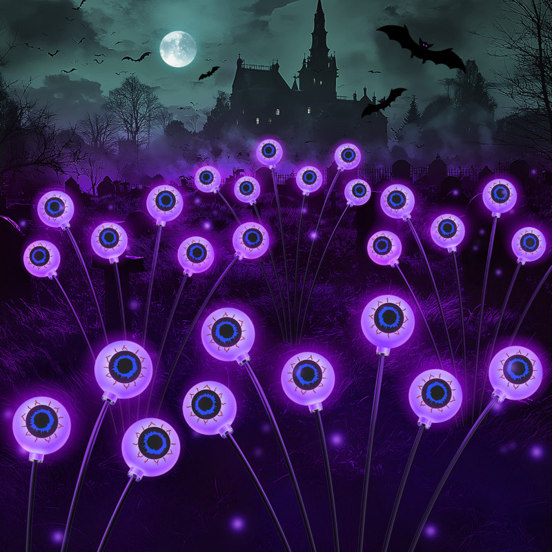 The Holiday Aisle 4 Pack Outdoor Halloween Decor 24 Leds Scary Eyeball Solar Halloween Lights Larger Swaying Firefly Lights Solar Halloween Decorations Outdoor For Garden Yard Pathway Halloween Party ...
